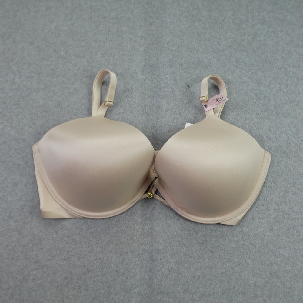 Victoria's Secret Demi Bra Womens 34DD Nude Satin Underwire Lingerie